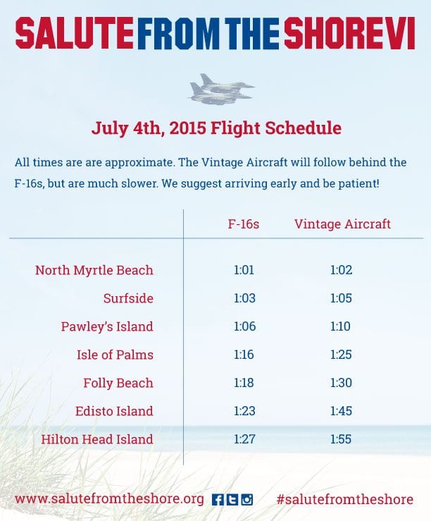 2015 Flight Schedule for Salute from the Shore