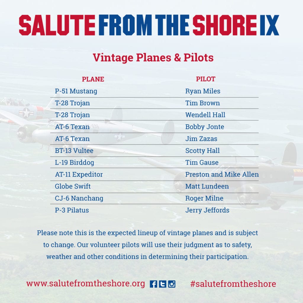 2018 Salute from the Shore Planes and Pilots
